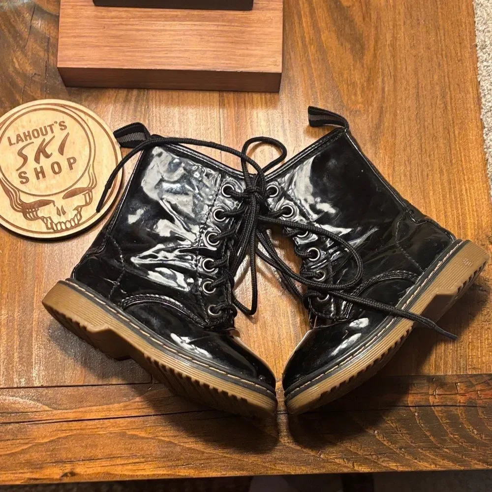 Shiny Black like DOCs Toddler Combat Boots